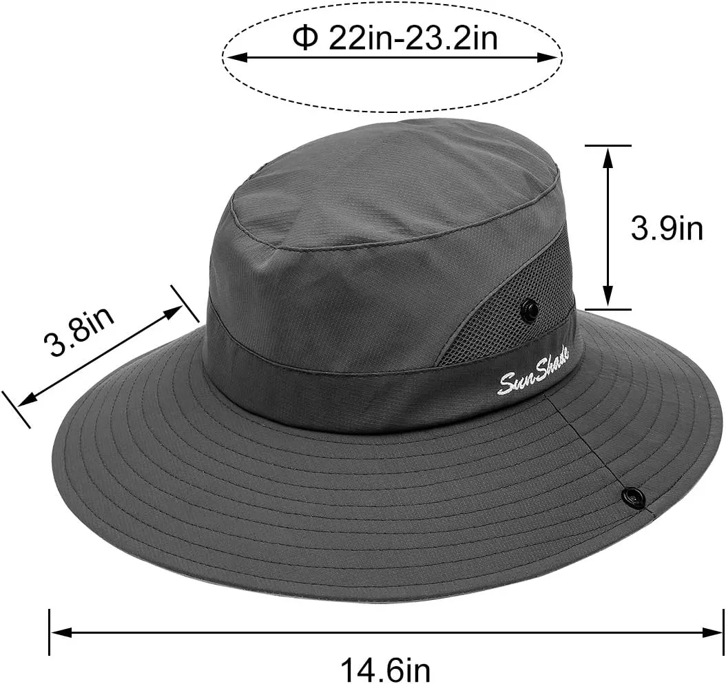 IYEBRAO 2 Pack Womens Ponytail Sun Hat UV Protection Bucket Hats Foldable Wide Brim Summer Boonie Beach Cap Fishing Hiking