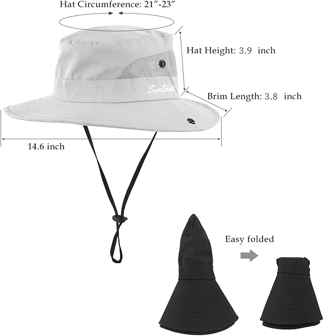 IYEBRAO 2 Pack Womens Ponytail Sun Hat UV Protection Bucket Hats Foldable Wide Brim Summer Boonie Beach Cap Fishing Hiking