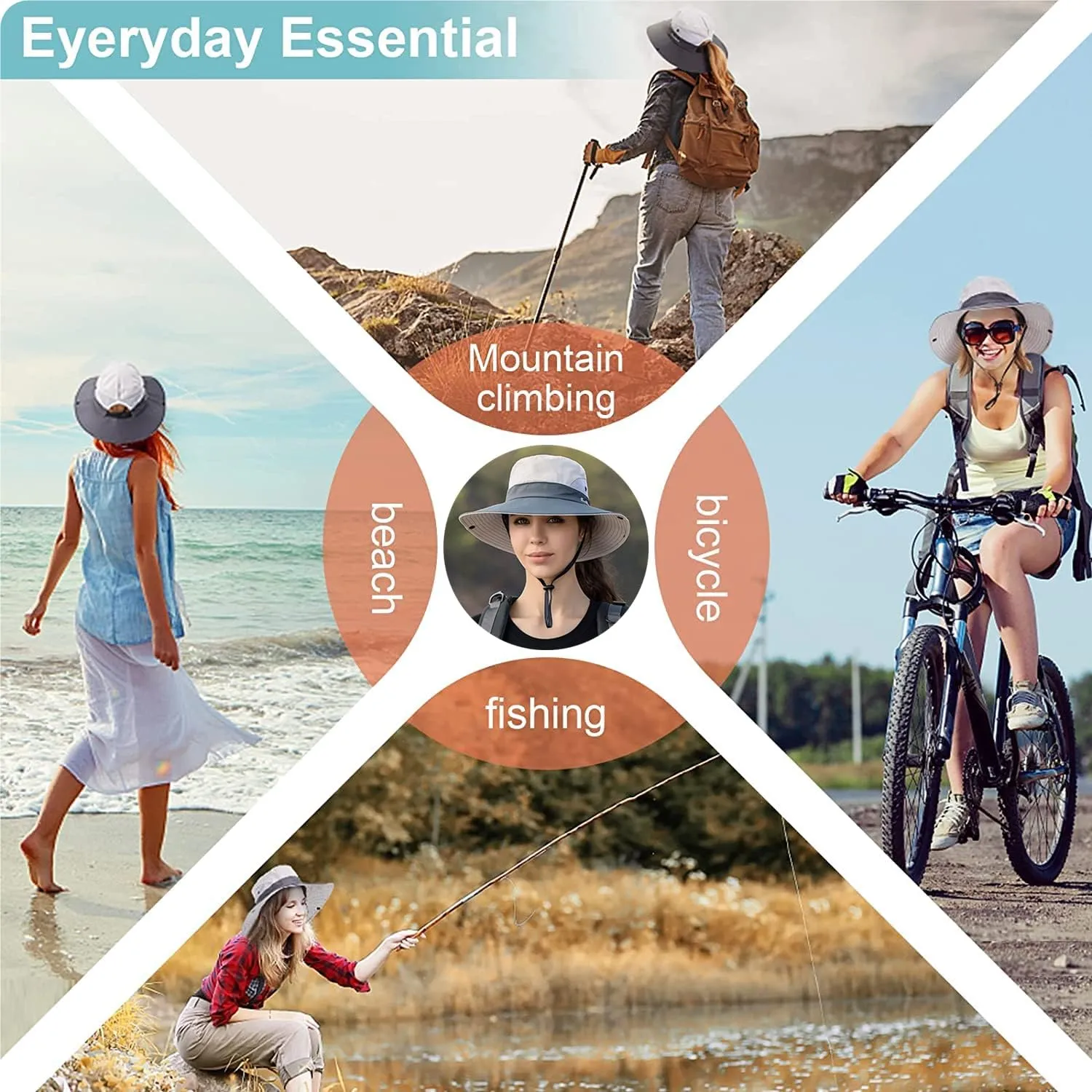 IYEBRAO 2 Pack Womens Ponytail Sun Hat UV Protection Bucket Hats Foldable Wide Brim Summer Boonie Beach Cap Fishing Hiking