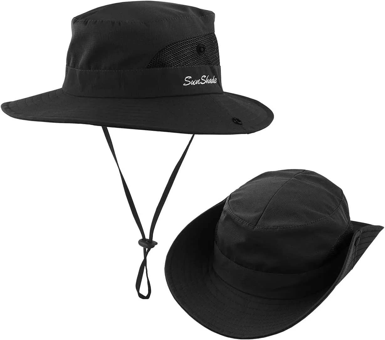 IYEBRAO 2 Pack Womens Ponytail Sun Hat UV Protection Bucket Hats Foldable Wide Brim Summer Boonie Beach Cap Fishing Hiking