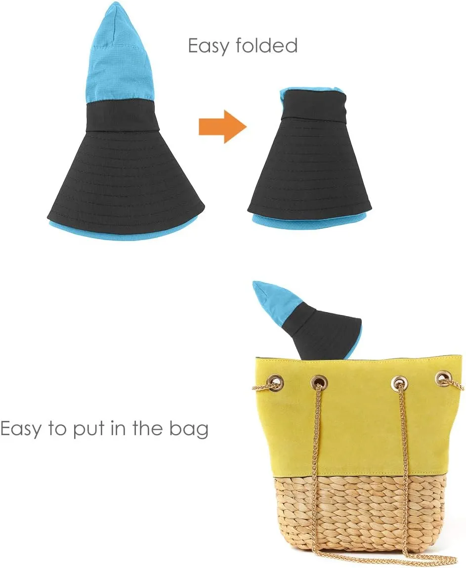 IYEBRAO 2 Pack Womens Ponytail Sun Hat UV Protection Bucket Hats Foldable Wide Brim Summer Boonie Beach Cap Fishing Hiking