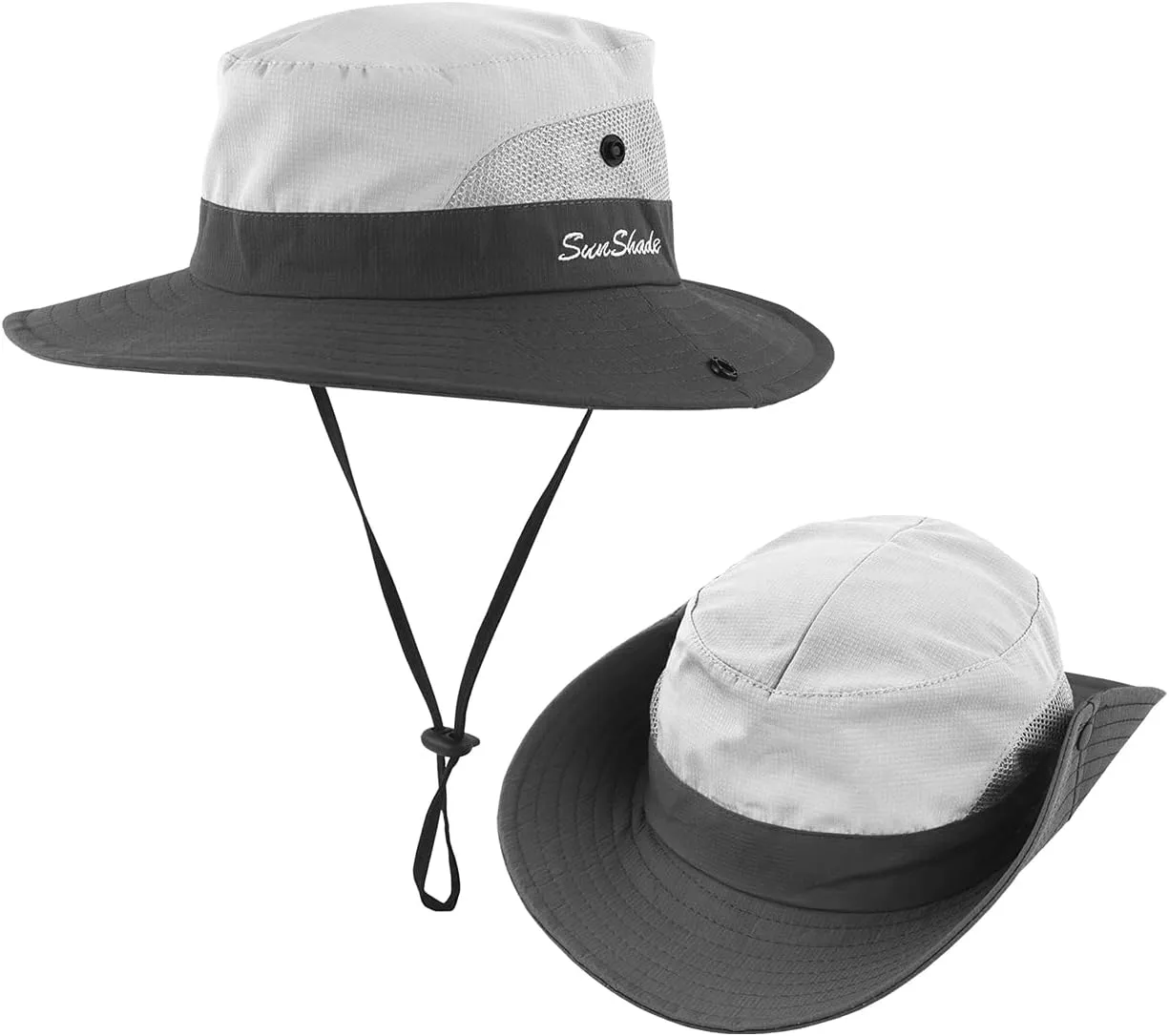 IYEBRAO 2 Pack Womens Ponytail Sun Hat UV Protection Bucket Hats Foldable Wide Brim Summer Boonie Beach Cap Fishing Hiking