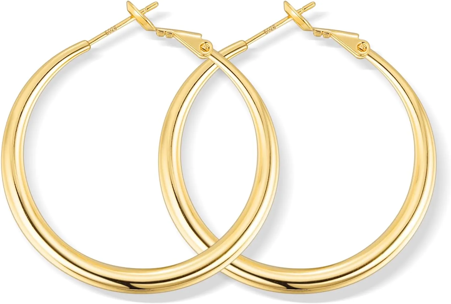 Jewlpire Gifts for Women 14K Gold Plated Hoop Earrings with 925 Stering Silver Post, Lightweight & Hypoallergenic Gold/Silver/Rose Gold Hoop Earrings for Women 30mm/40mm/50mm/60mm