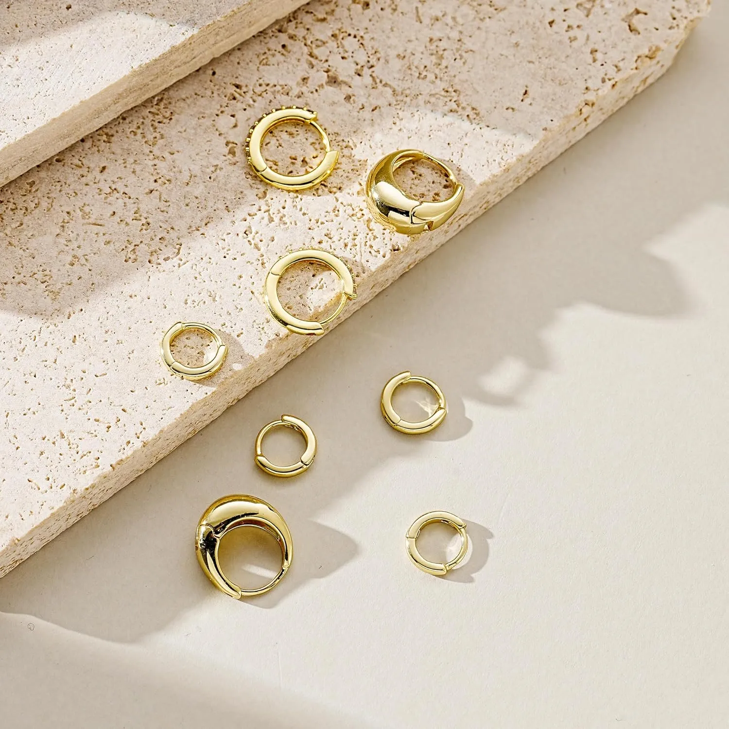 JINEAR 4 Pairs Gold Hoop Earrings Set for Women, 14K Plated Chunky Gold Hoop Earrings Dainty Simple Gold Earrings Hypoallergenic Non Tarnish Small Hoop Earrings Cartilage Earrings Jewelry Gift