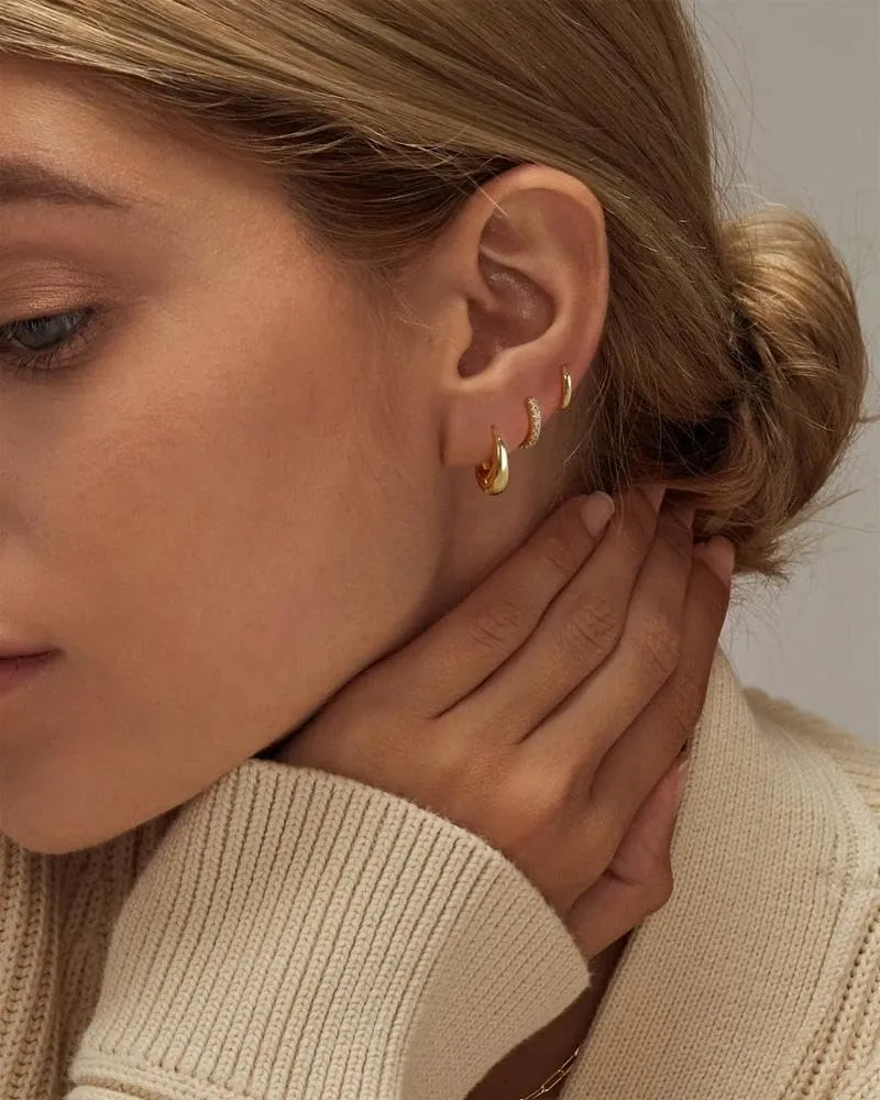 JINEAR 4 Pairs Gold Hoop Earrings Set for Women, 14K Plated Chunky Gold Hoop Earrings Dainty Simple Gold Earrings Hypoallergenic Non Tarnish Small Hoop Earrings Cartilage Earrings Jewelry Gift