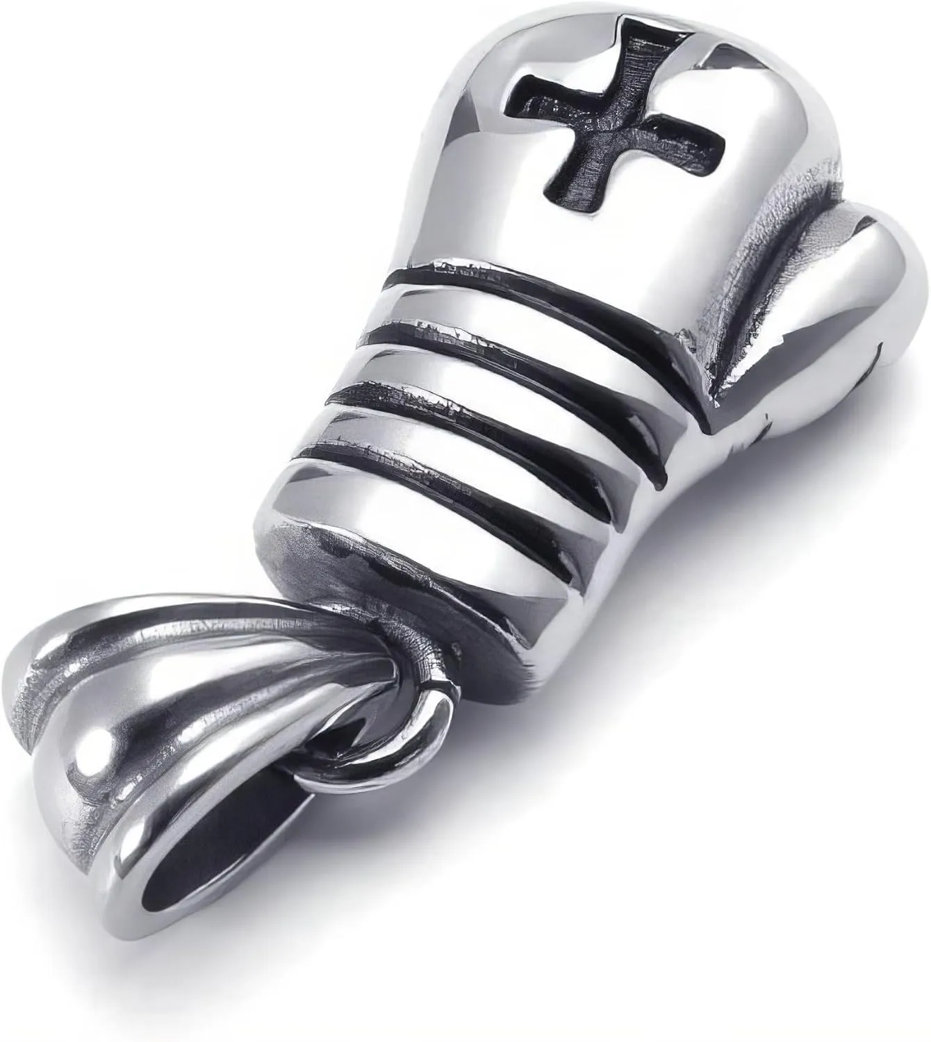 Jonline24h Stainless Steel Cross Boxing Gloves Mens Pendant Necklace, Silver, 18-26 Inch Chain