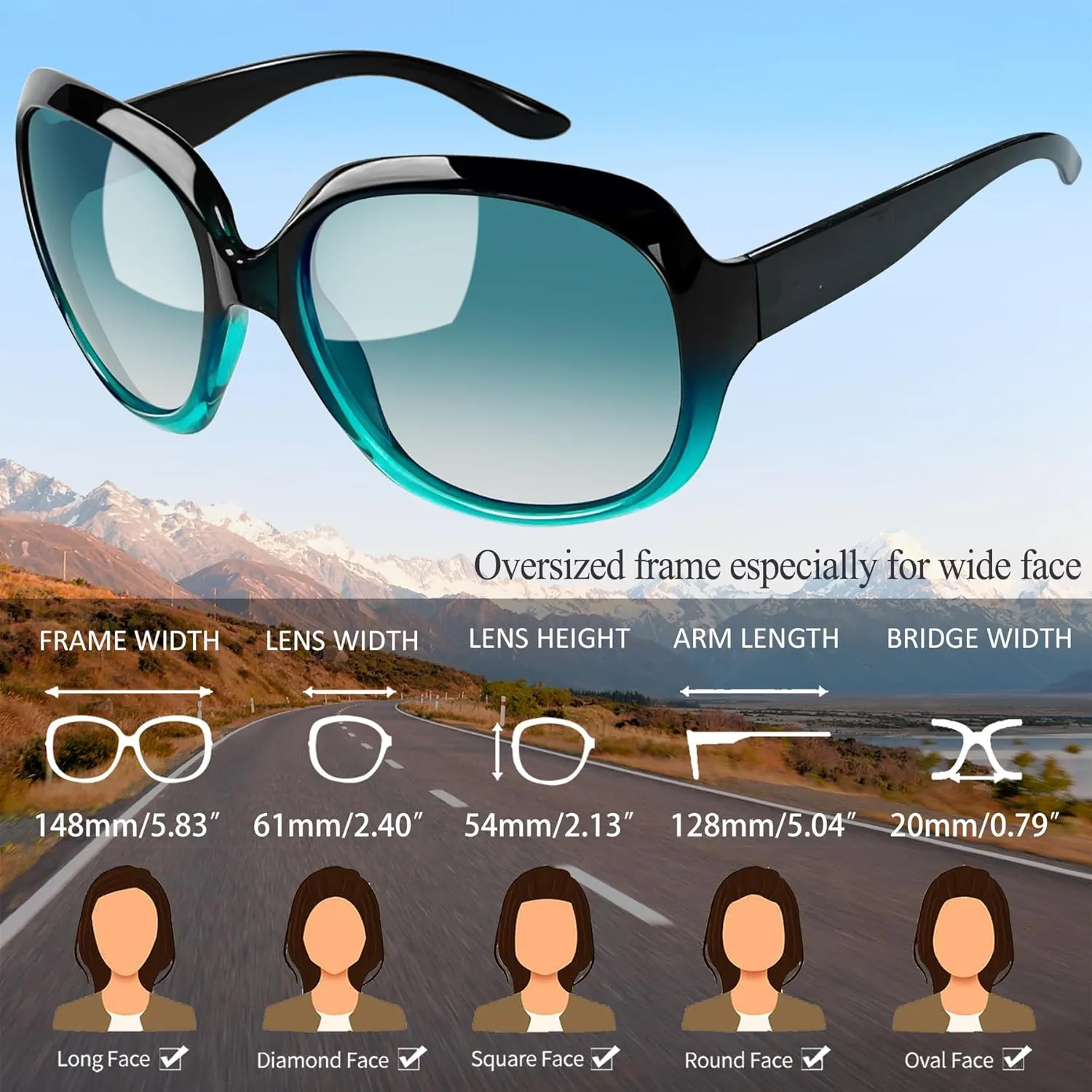 Joopin Oversized Sunglasses Womens Trendy Polarized Large Driving Sun Glasses Ladies UV Protective Big Sunnies Shades