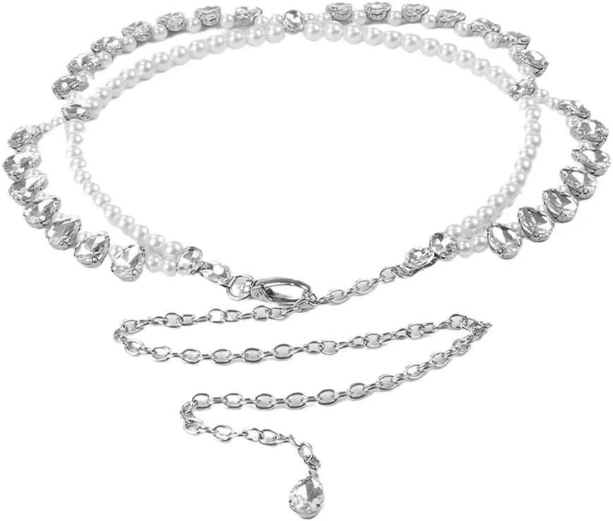 JSEIAJB Multi-layer Waist Chain Dress Tassel Hundred Decoration Belt Pearls