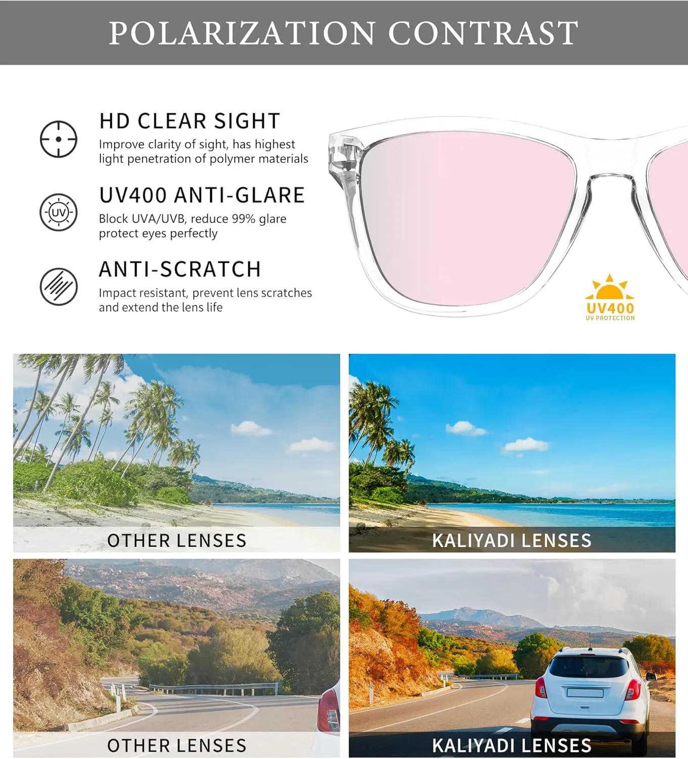 KALIYADI Womens-Sunglasses Polarized Sunglasses-Womens Trendy: Retro Sun Glasses with UV Protection for Travel Driving