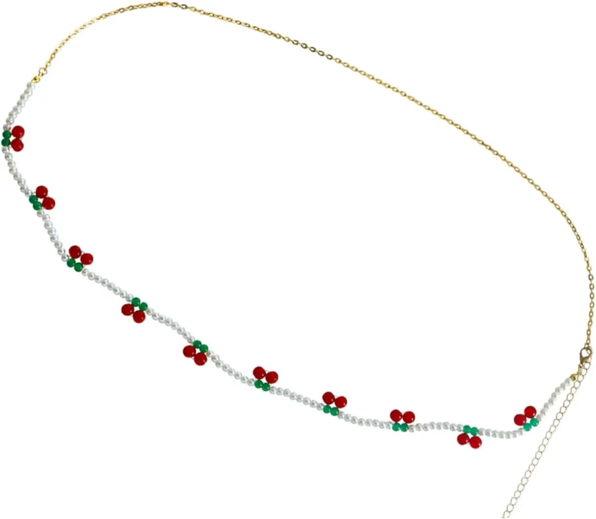 KESYOO Pearl Necklace for Women Dainty Chain Festival Occasion Waist Decor Jewelry Cherry Design Fashion Waist Beads