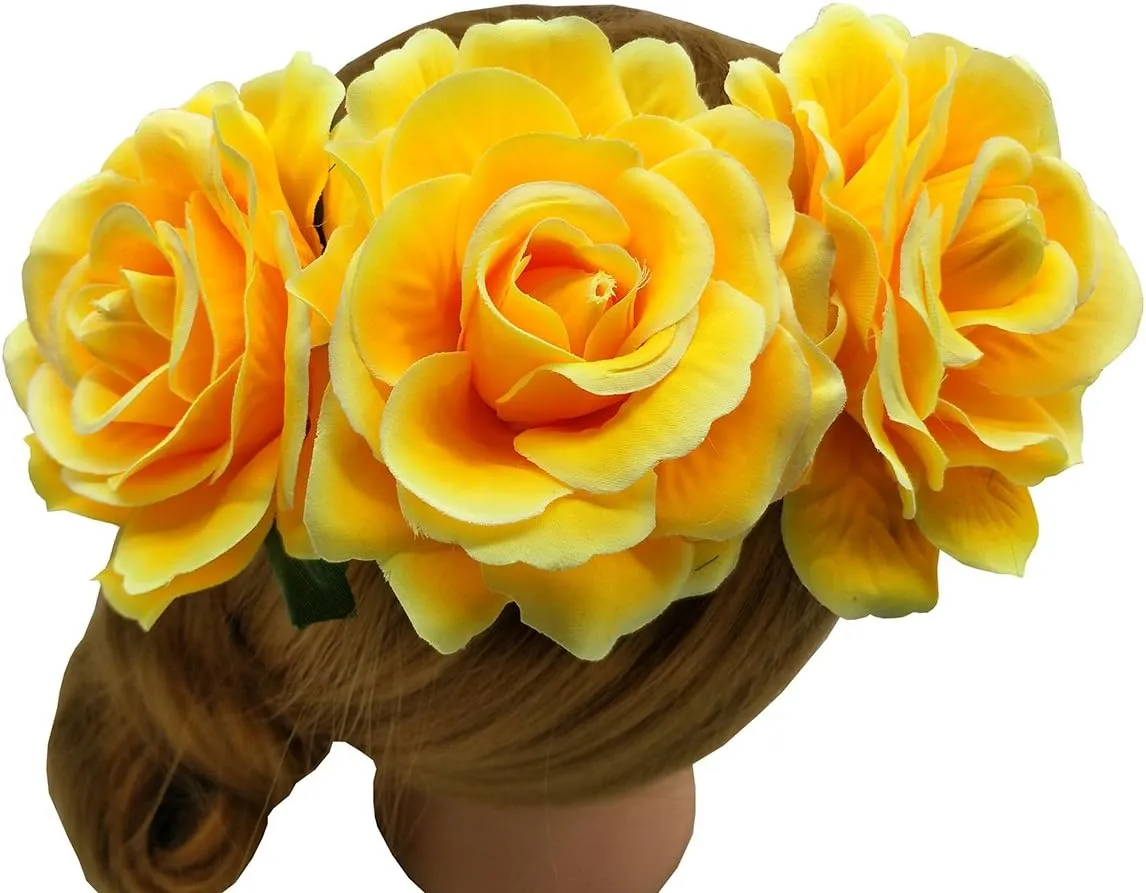 La Homein Sanrich 4pcs/Pack Fabric Rose Hair Flowers Clips Mexican Hair Flowers Hairpin Brooch Headpieces