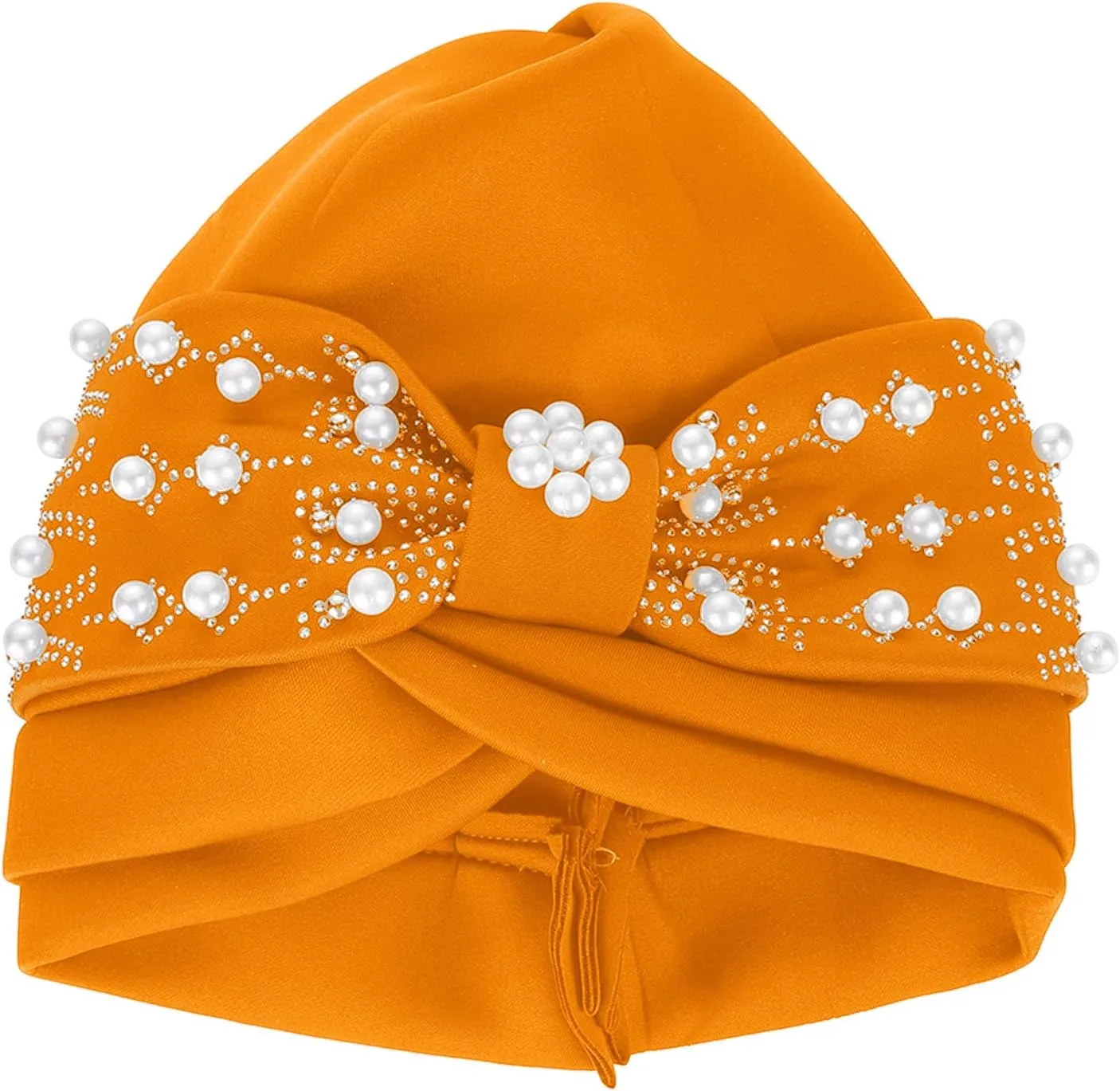 Ladies Quick Drying Caps Womens Fashion Solid Hot Diamond Pearl Headband Womens Elastic Headband Cap (Gold, One Size)