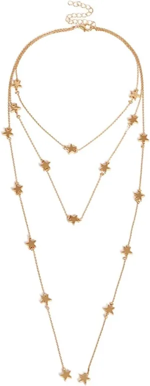 Layer Necklace, 3 Layering Necklace Pendant Necklaces Gold Lobster Claw Long Star Pendant Design Birthday WomenS Jewelry