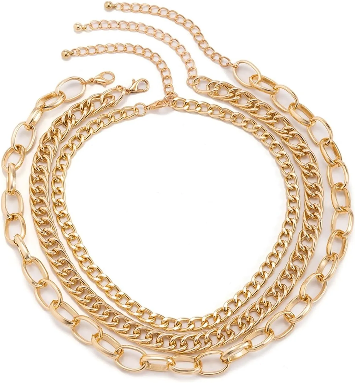 Layer Necklace Chain, 3 Layer Necklace Pendant Necklaces Simple Punk Hollow Chain Design Birthday Sisters Gifts from Sister