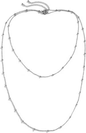 Layered Necklace, Double Layered Necklace 2 Layer Pendant Necklaces Simple Ball Long Chain Design Graduation Teen Jewelry