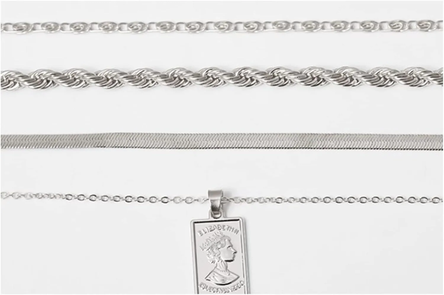 Layered Necklace Teen Girl, 4 Necklace Layering Pendant Necklaces Twisted Simple Vintage Embossed Design Vacation Trendy Gifts for Teen Girls