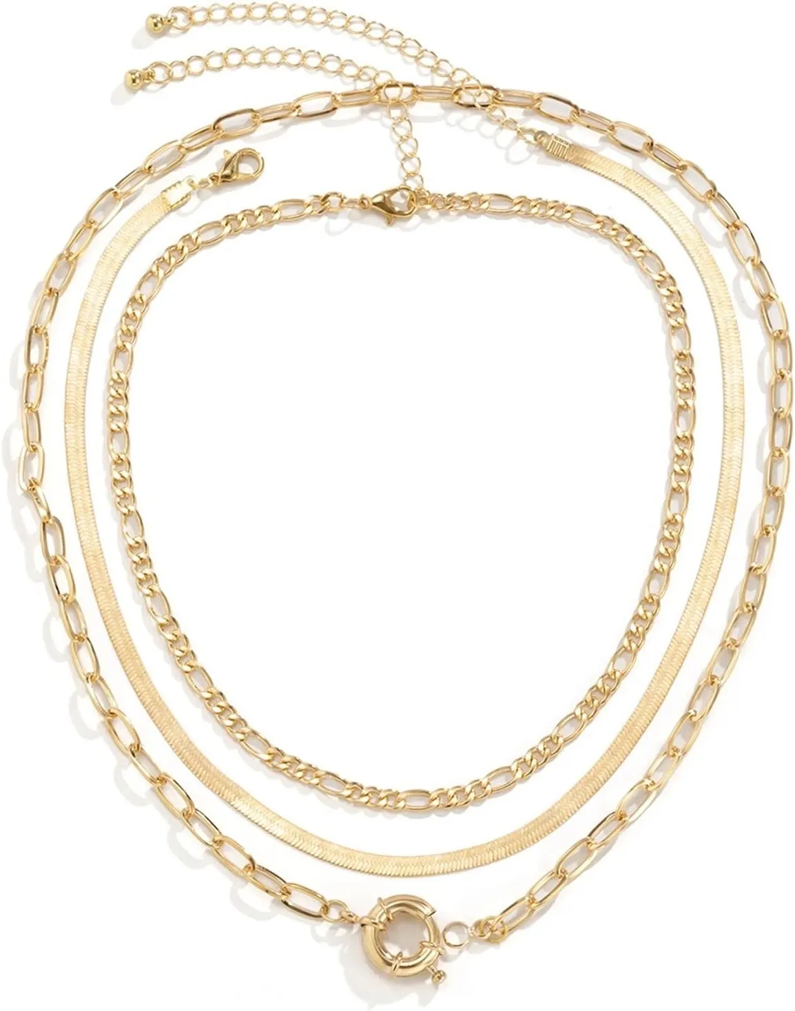 Layering Necklaces Trendy, 3 Layer Necklace for Girls Pendant Necklaces Simple Snake Chain Design Thanksgiving Jewelry Set