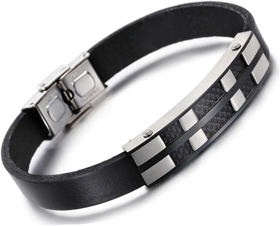 Leather Bracelets Fashion Stainless Steel Charm Bracelets Men's Fashion Accessory