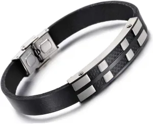 Leather Bracelets Fashion Stainless Steel Charm Bracelets Men's Fashion Accessory