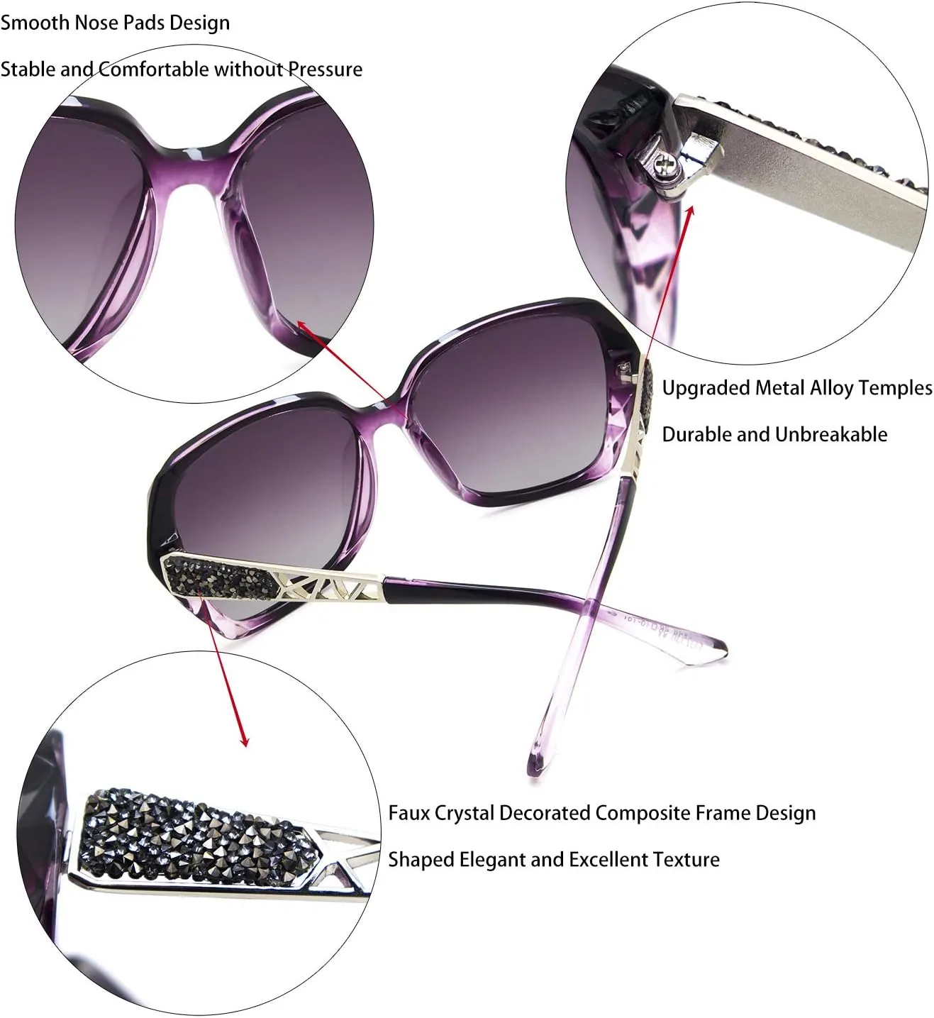 LECKIRUT Oversized Sunglasses for Women Polarized UV Protection Classic Fashion Ladies Shades Black Frame Gray Lens