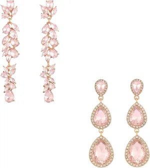 Light Pink Rhinestone Dangle Earrings