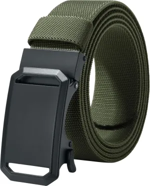LionVII Ratchet Elastic Stretch Belts, 1 3/8" Belt for Men with Automatic Buckle for Men, Adjustable Trim to Fit 27-49" Waist