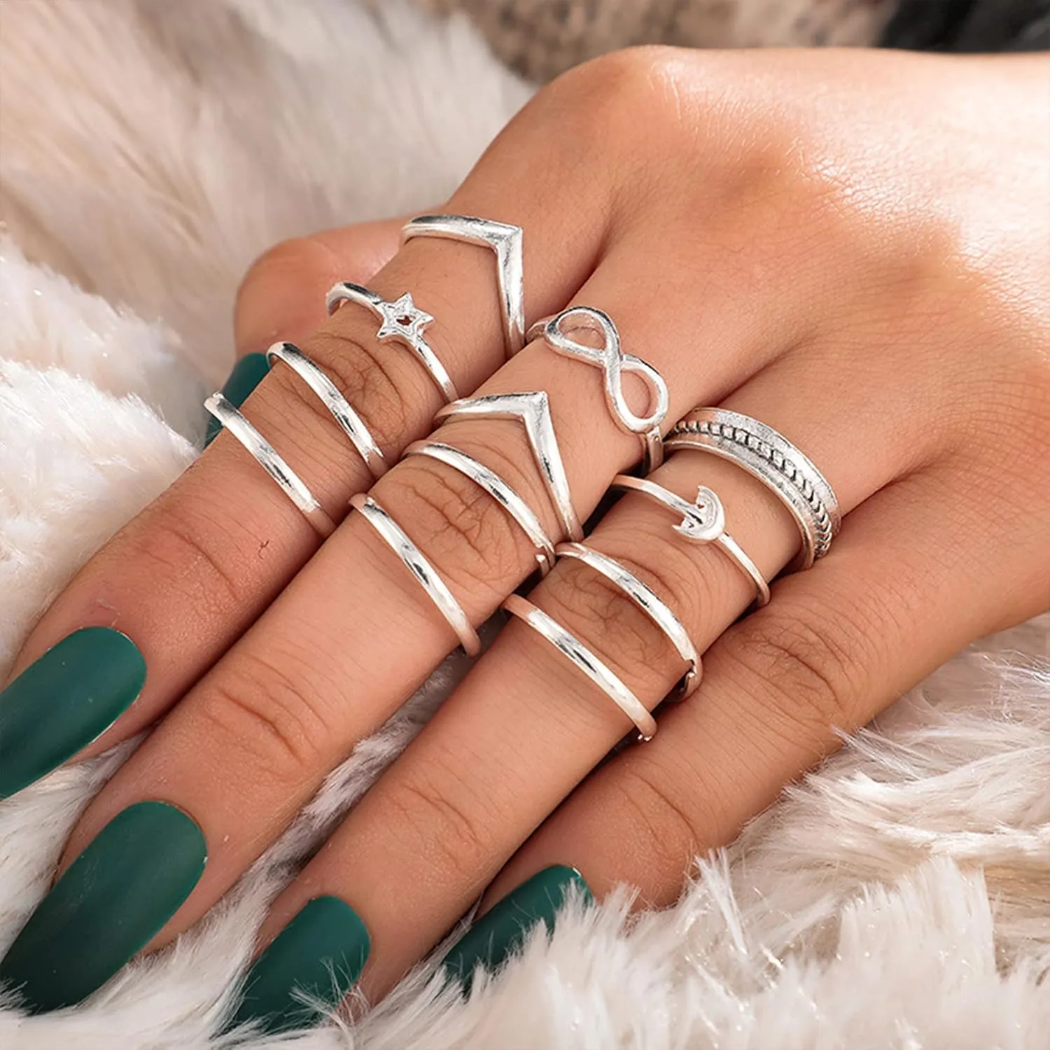 Long tiantian Gold Rings for Women Non Tarnish Stocking Stuffers for Women Stackable Rings for Women Gifts Trendy Stuff Adjustable Rhinestone Knuckle Rings Set Jewelry Christmas Gifts