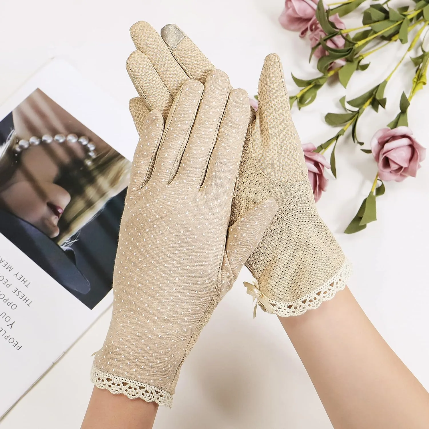 Lovful Summer Women Screentouch Gloves Sun Uv Protection Driving Gloves