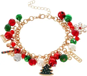 Lystaii Christmas Charm Bracelets Christmas Bells Bracelet Link Bracelet Adjustable Bracelets for Women