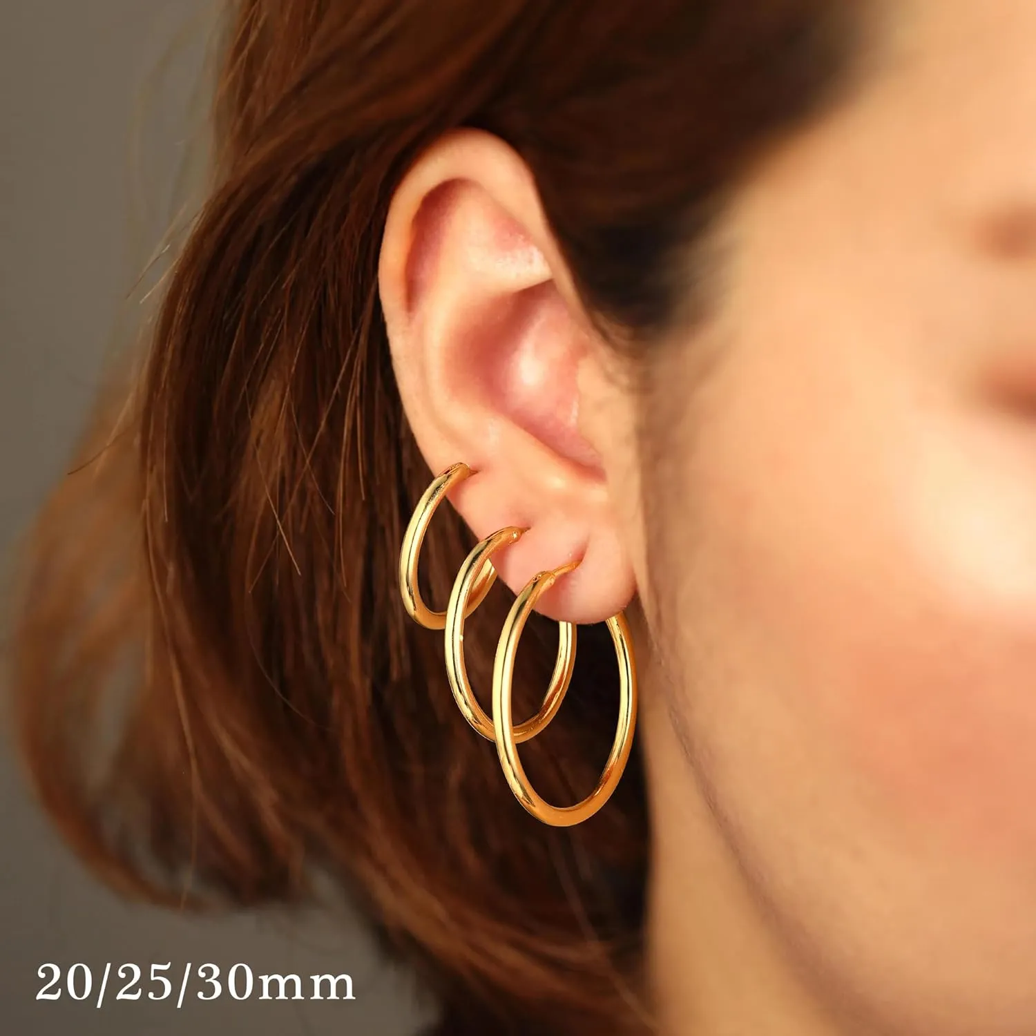 M MOOHAM Gold Hoop Earrings for Women - Hypoallergenic 14K Real Gold 925 Sterling Silver Post Sensitive Ears Nickel Free Hoops Earrings Set for Women Jewelry Lightweight 13-60mm