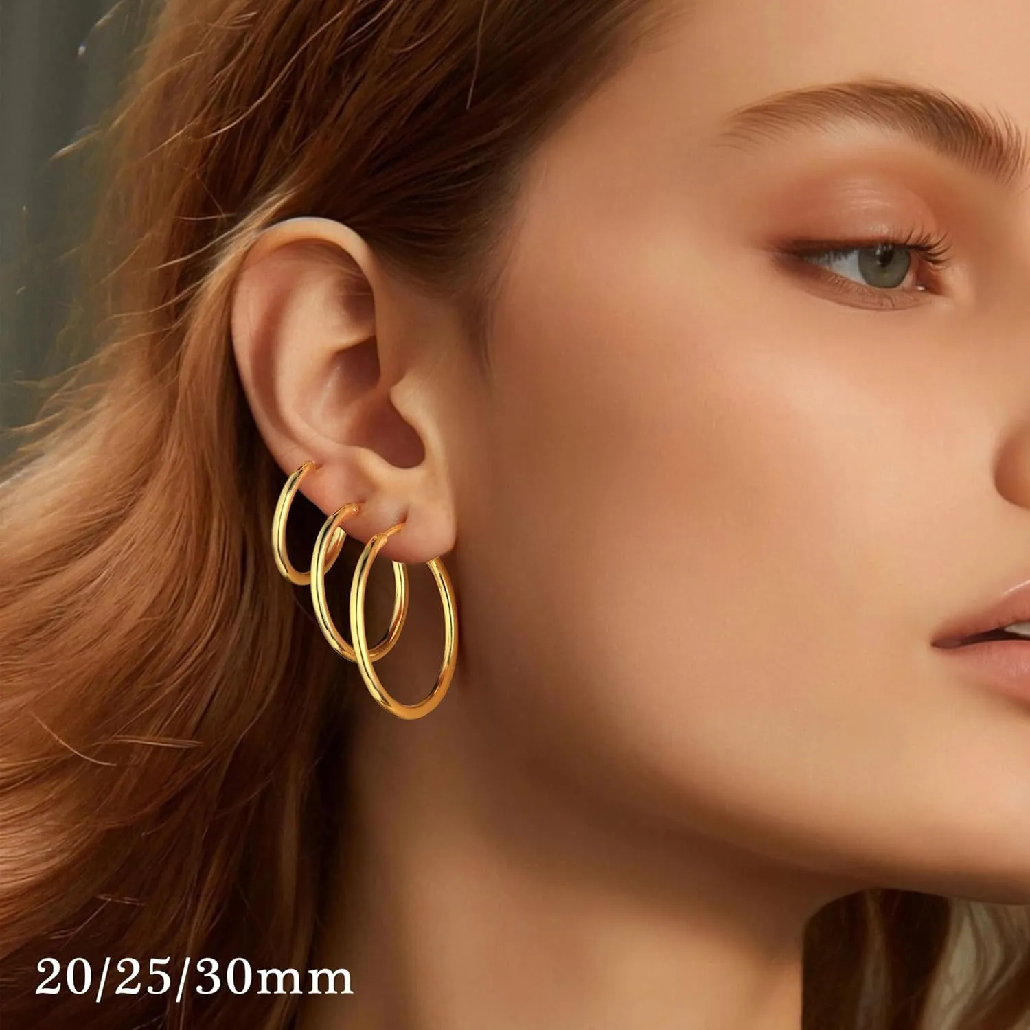 M MOOHAM Gold Hoop Earrings for Women - Hypoallergenic 14K Real Gold 925 Sterling Silver Post Sensitive Ears Nickel Free Hoops Earrings Set for Women Jewelry Lightweight 13-60mm