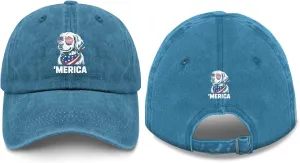 Made in US Golden Retriever 4th of July Merica Caps Cotton Washed Baseball Caps Adjustable Hat
