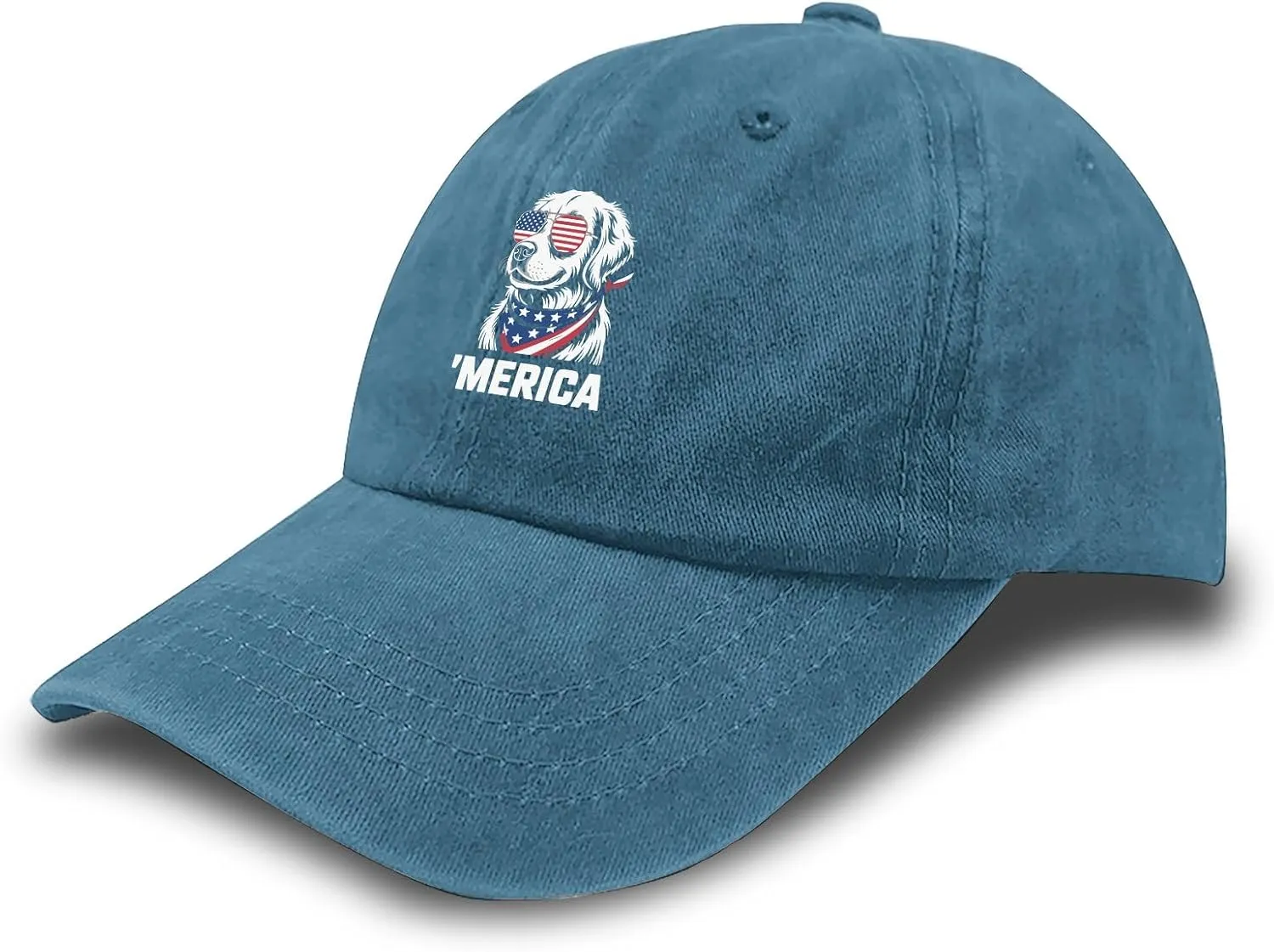 Made in US Golden Retriever 4th of July Merica Caps Cotton Washed Baseball Caps Adjustable Hat