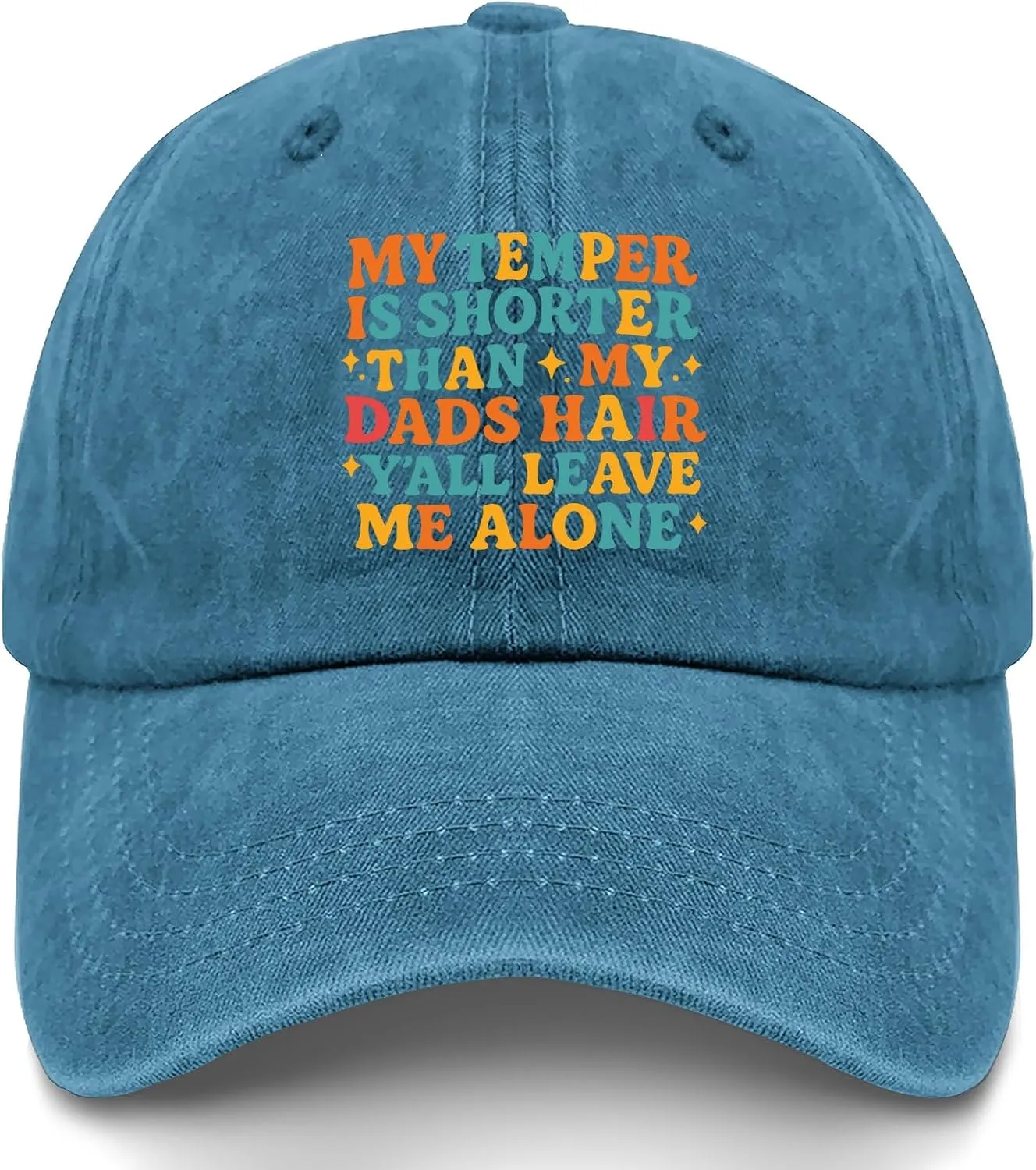 Made in US My Temper is Shorter Than My Dad's Hair Hat for Womens Baseball Caps Aesthetic Washed