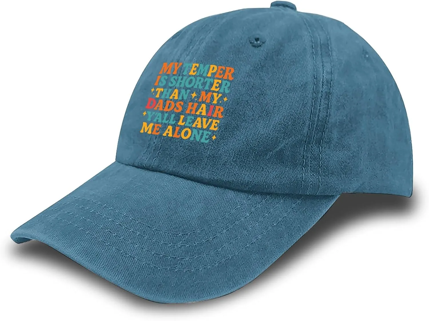 Made in US My Temper is Shorter Than My Dad's Hair Hat for Womens Baseball Caps Aesthetic Washed