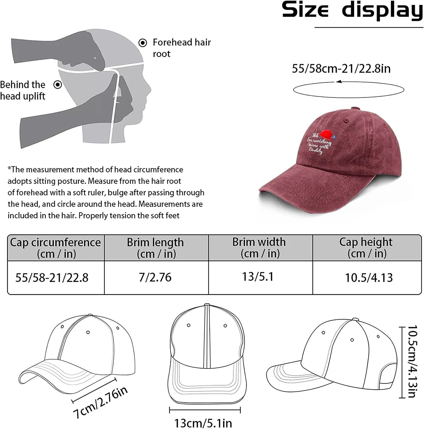 Made in US Shh Im Watching Anime with Daddy First Fathers Day Hat for Womens Baseball Caps