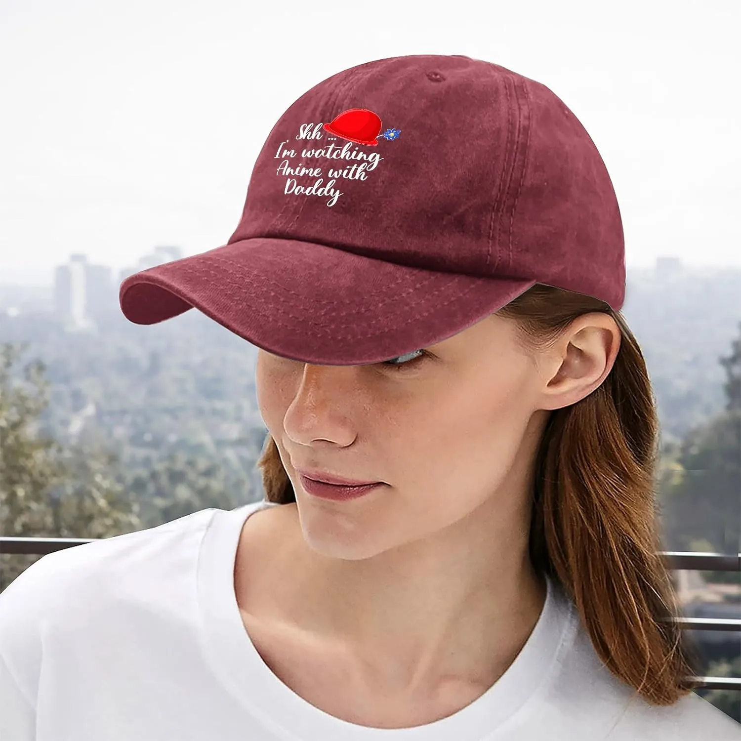 Made in US Shh Im Watching Anime with Daddy First Fathers Day Hat for Womens Baseball Caps