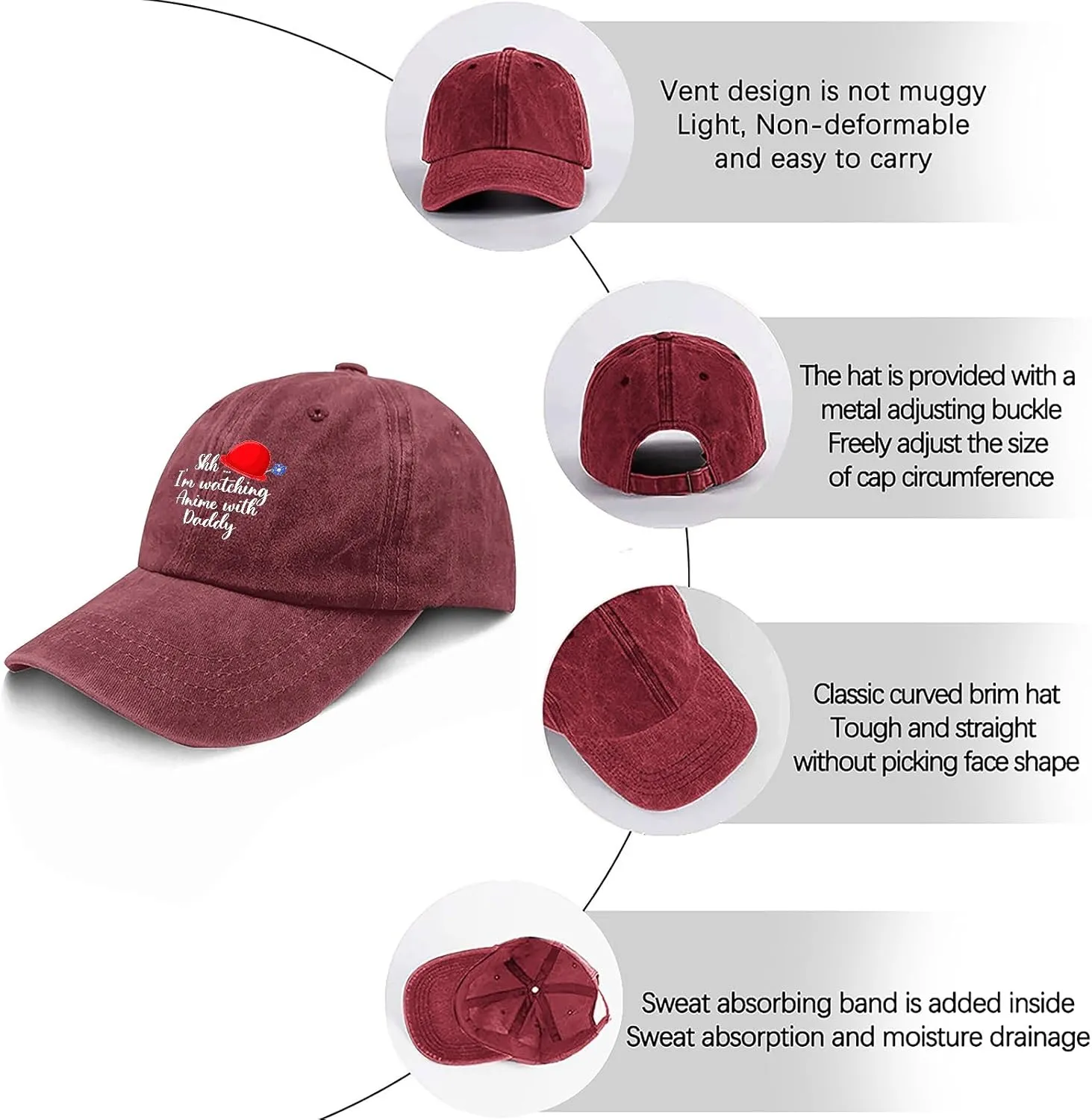 Made in US Shh Im Watching Anime with Daddy First Fathers Day Hat for Womens Baseball Caps