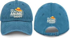 Made in US Shh Im Watching Anime with Daddy First Fathers Day Hats for Women Baseball Caps Trendy