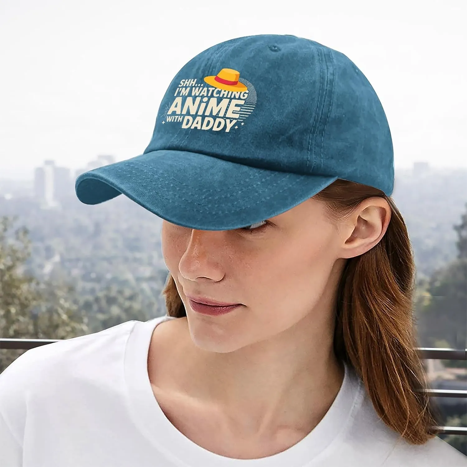 Made in US Shh Im Watching Anime with Daddy First Fathers Day Hats for Women Baseball Caps Trendy
