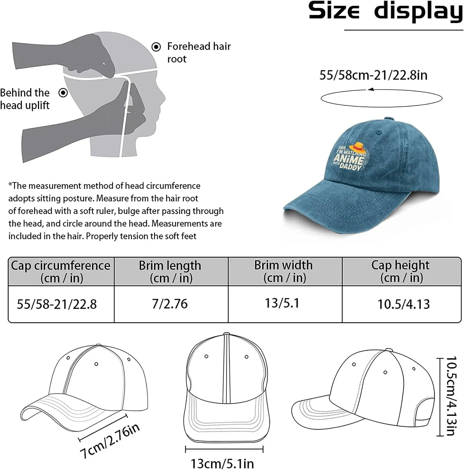 Made in US Shh Im Watching Anime with Daddy First Fathers Day Hats for Women Baseball Caps Trendy
