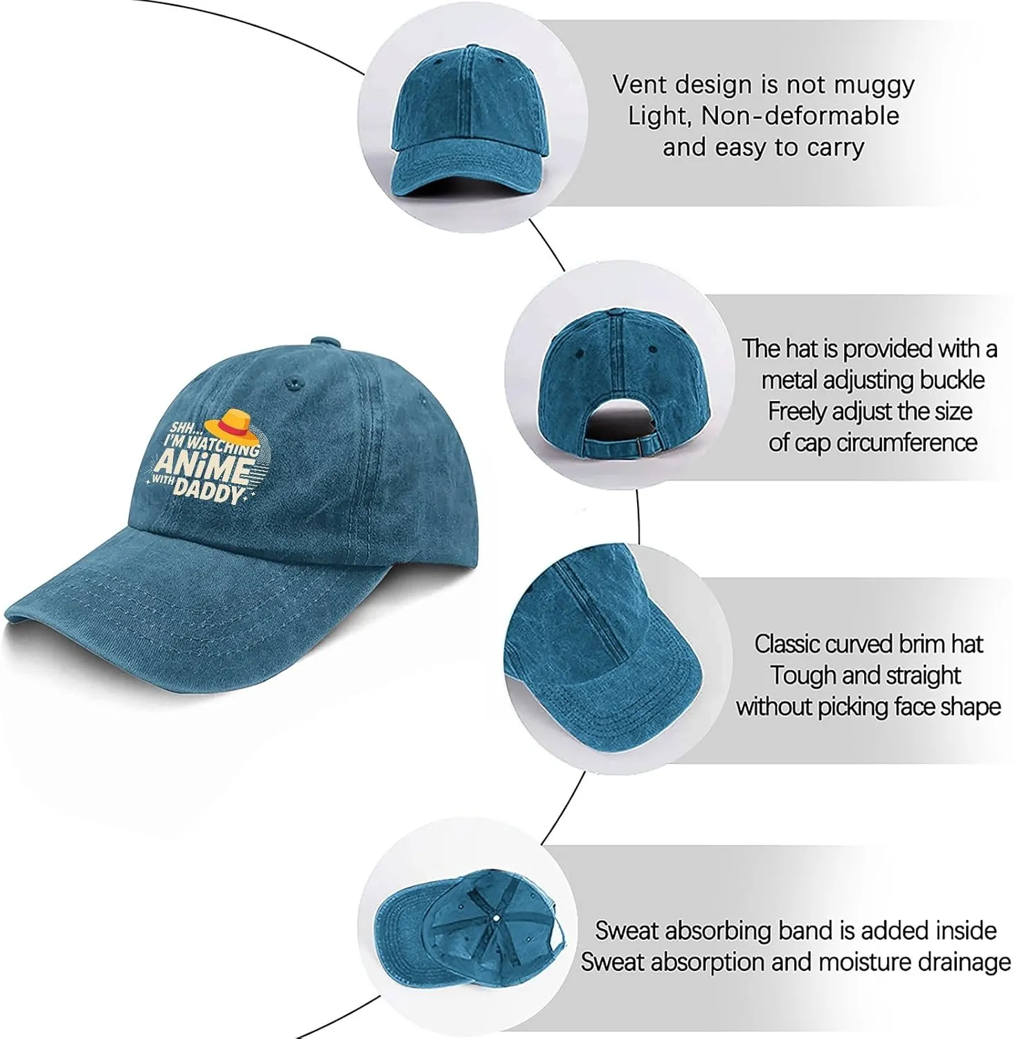 Made in US Shh Im Watching Anime with Daddy First Fathers Day Hats for Women Baseball Caps Trendy