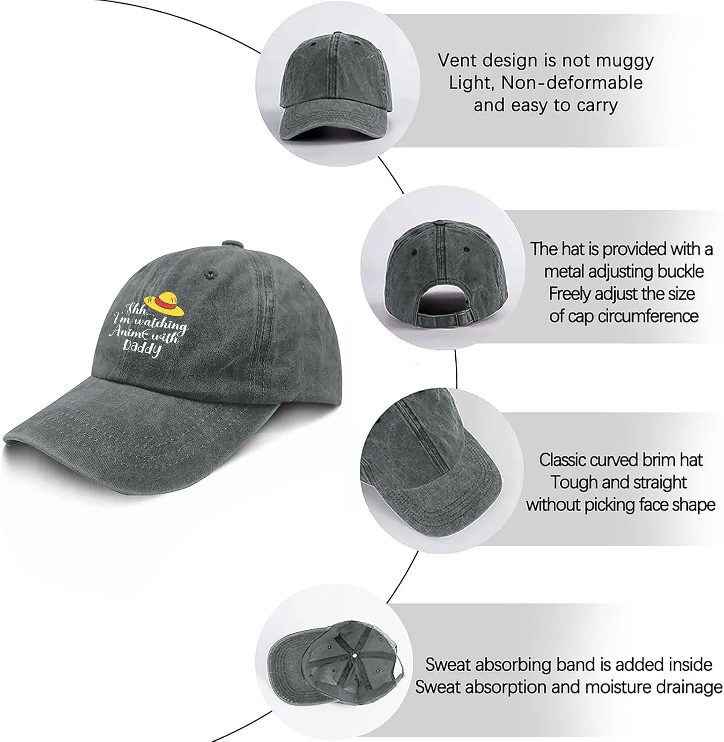 Made in US Shh Im Watching Anime with Daddy First Fathers Day Hats for Womens Baseball Caps