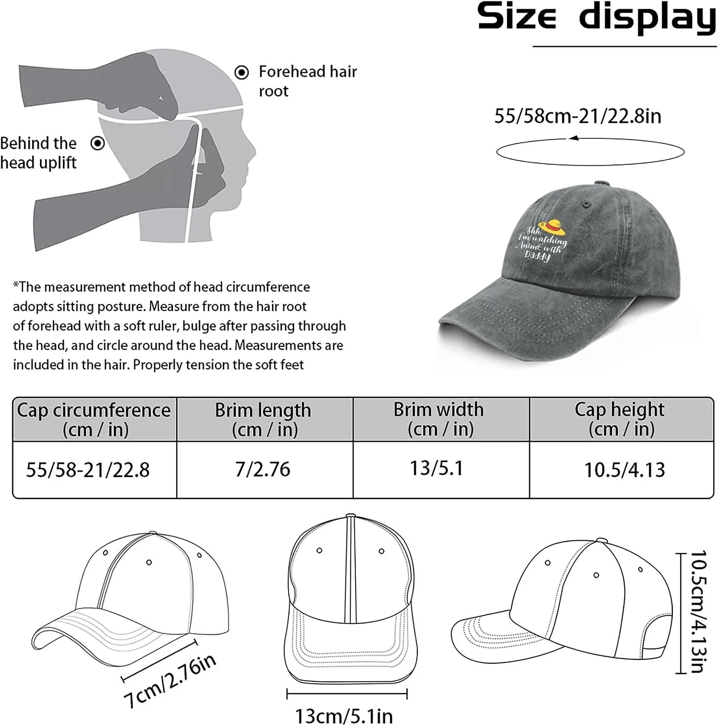 Made in US Shh Im Watching Anime with Daddy First Fathers Day Hats for Womens Baseball Caps