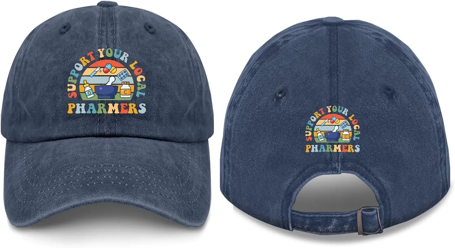 Made in US Support Your Local Pharmers Hat for Womens Baseball Caps Vintage Washed Running Hat Light