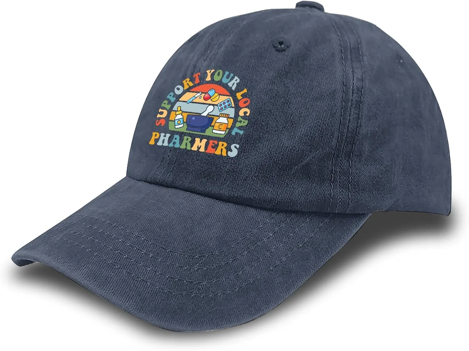 Made in US Support Your Local Pharmers Hat for Womens Baseball Caps Vintage Washed Running Hat Light