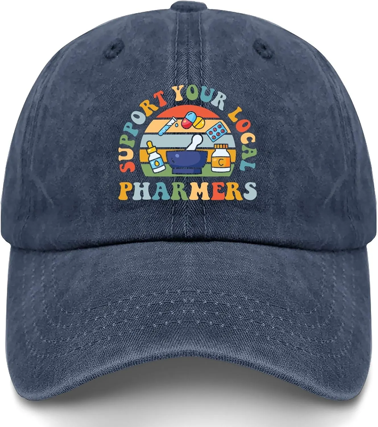 Made in US Support Your Local Pharmers Hat for Womens Baseball Caps Vintage Washed Running Hat Light