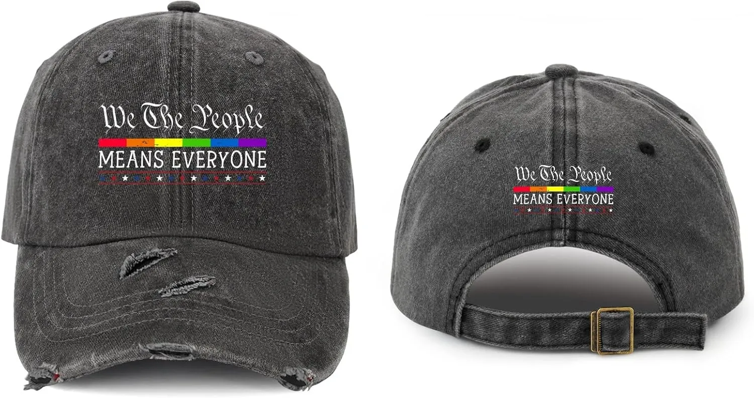 Made in US We The People Means Everyone Hat Mens Cotton Washed Baseball Caps Adjustable Hat Custom Gifts for Girlfriends