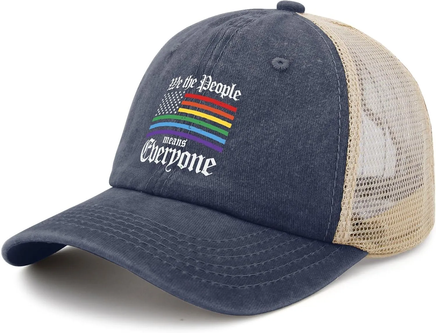 Made in US We The People Means Everyone Mens Hat Cotton Washed Baseball Caps Adjustable Hat Custom