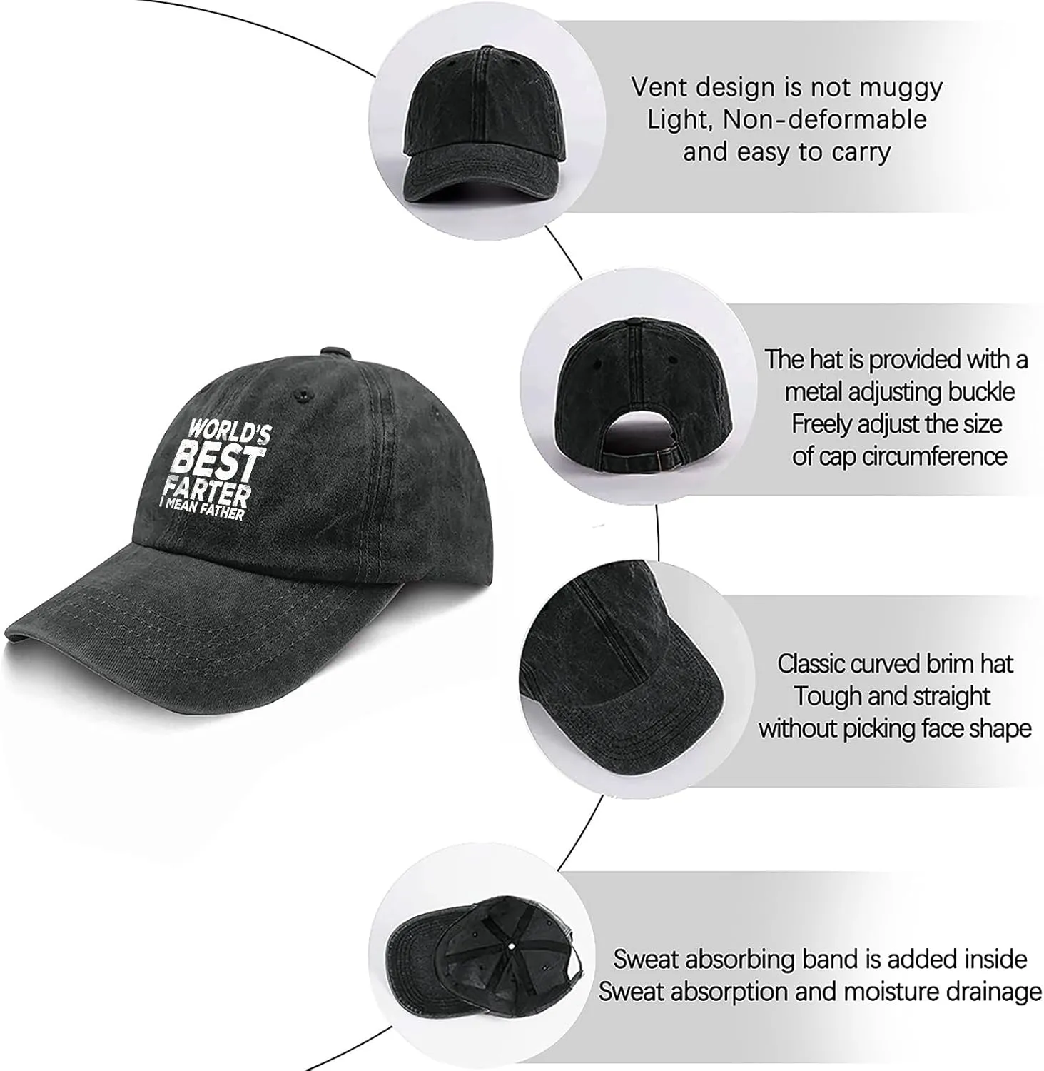 Made in US World's Best Farter I Mean Father Fathers Day Funny Dad Dog Hats for Men Baseball Cap Low